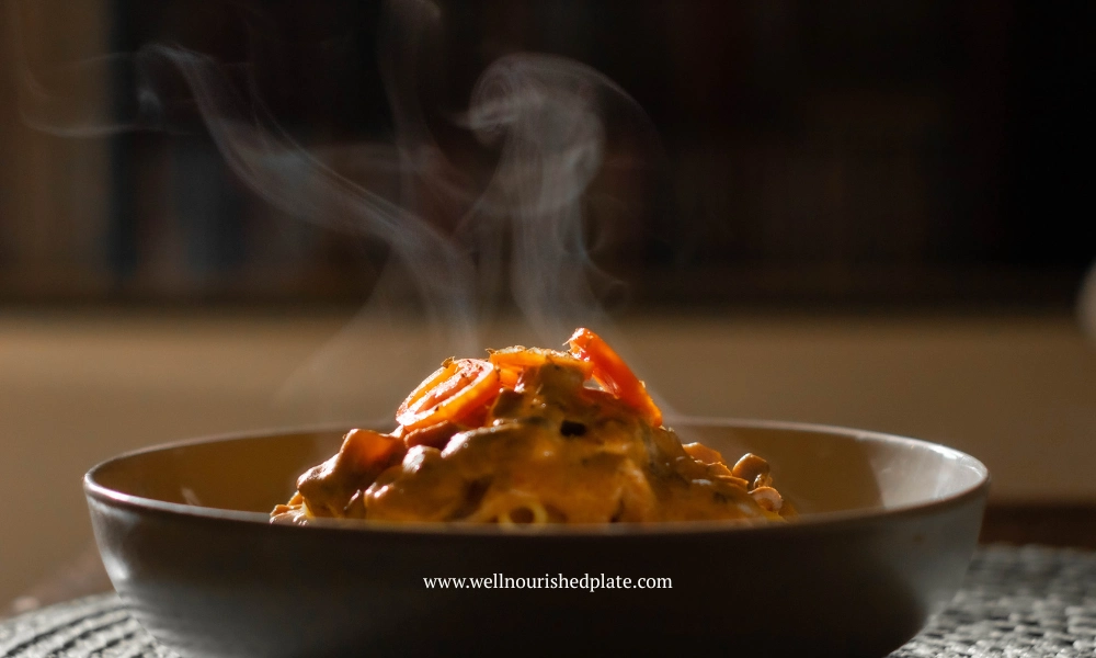 creamy mushroom pasta sauce with mushrooms and bacon