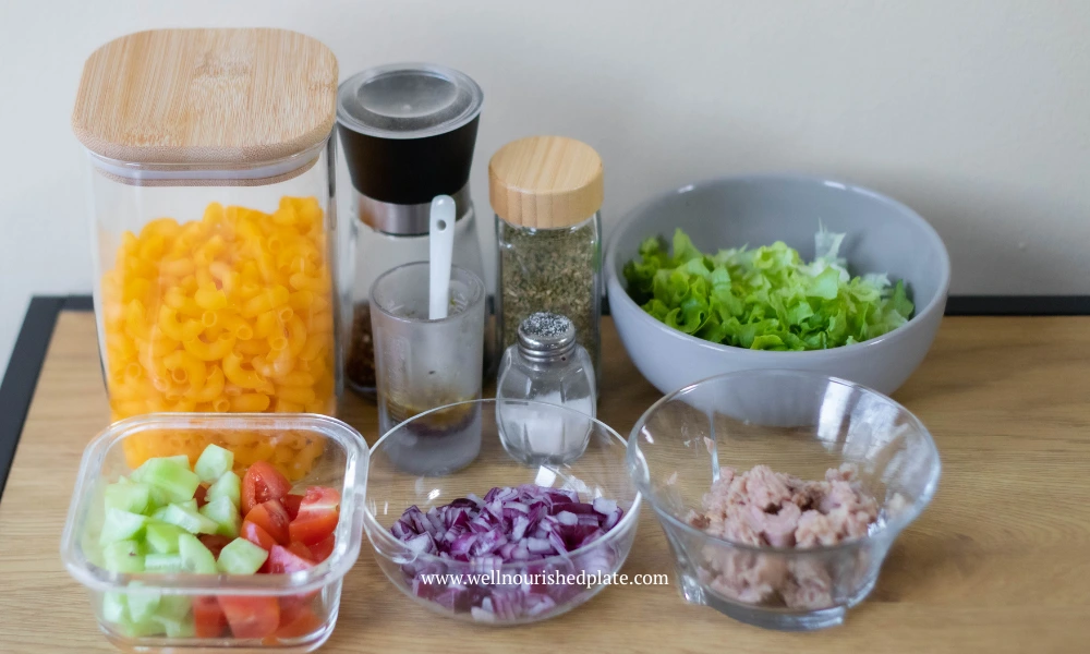 Ingredients needed to make the best gf pasta salad