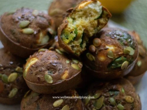 spinach and feta muffins on a plate