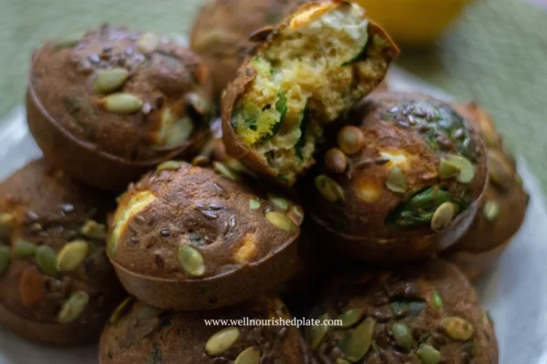 spinach and feta muffins on a plate