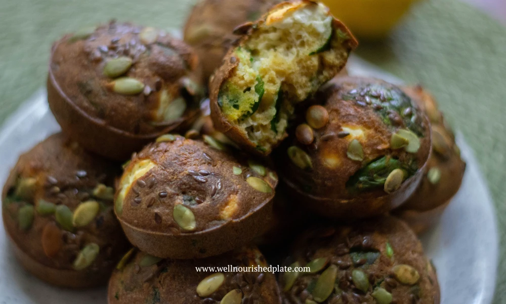 spinach and feta muffins on a plate