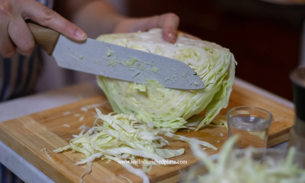 shredding the cabbage