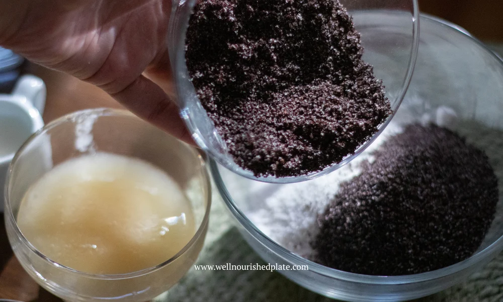 making poppy seed muffin batter