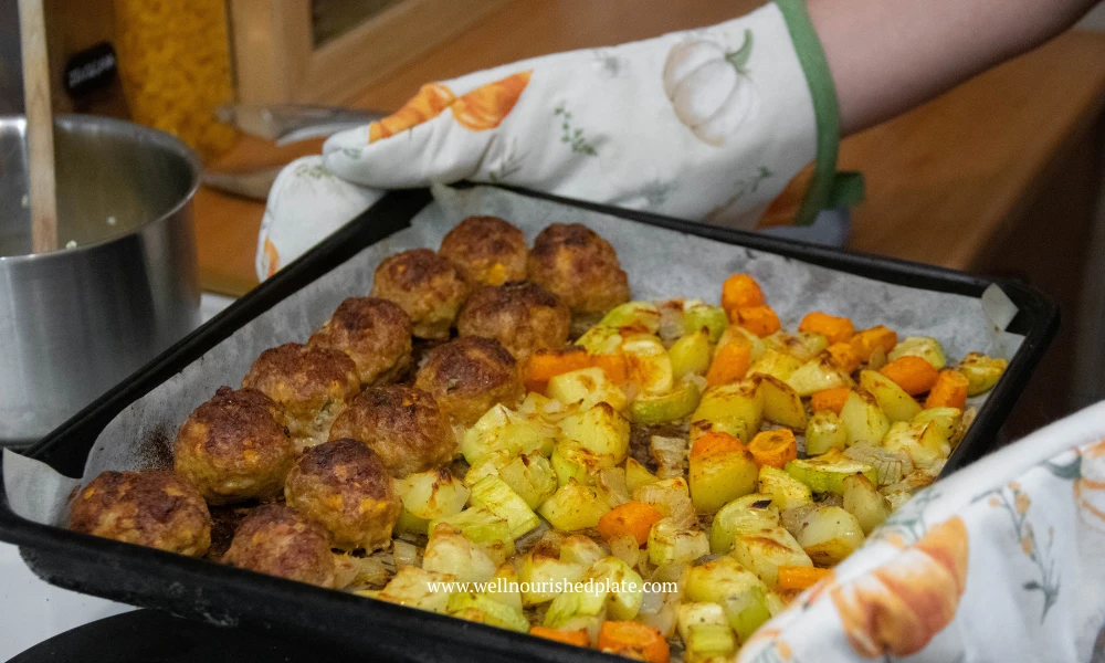 one pan meatballs and veggies