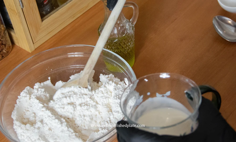 mixing the gluten free pizza dough