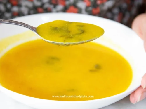 butternut squash soup in a bowl