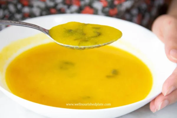 butternut squash soup in a bowl